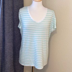 Women’s Teal & White Stripes Sonoma XL Tee Shirt